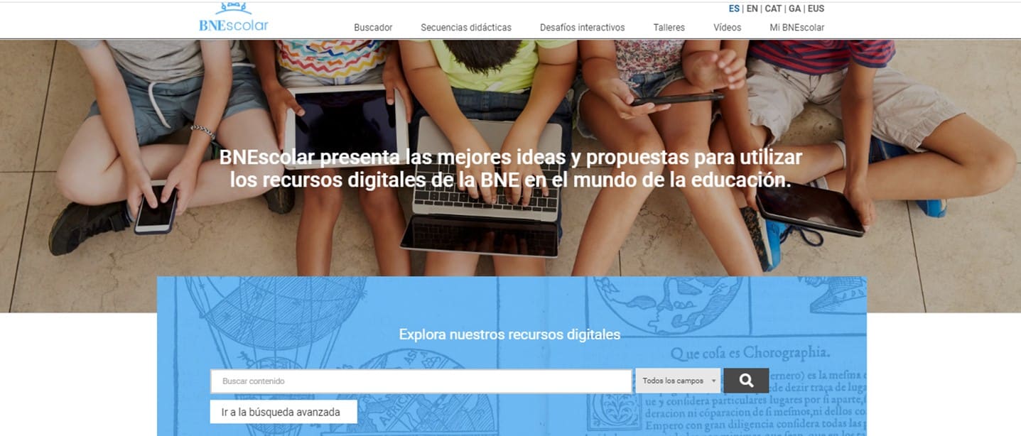 PC3A1gia20principal20BNEscolar BNEscolar: plataforma educativa de la Biblioteca Nacional de España