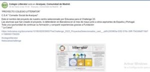 Proyecto Litterator "Asun" en el programa Challenge de Educaixa de la Fundación La Caixa