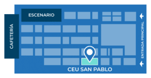 Plano del stand de la Universidad CEU San Pablo en AULA.